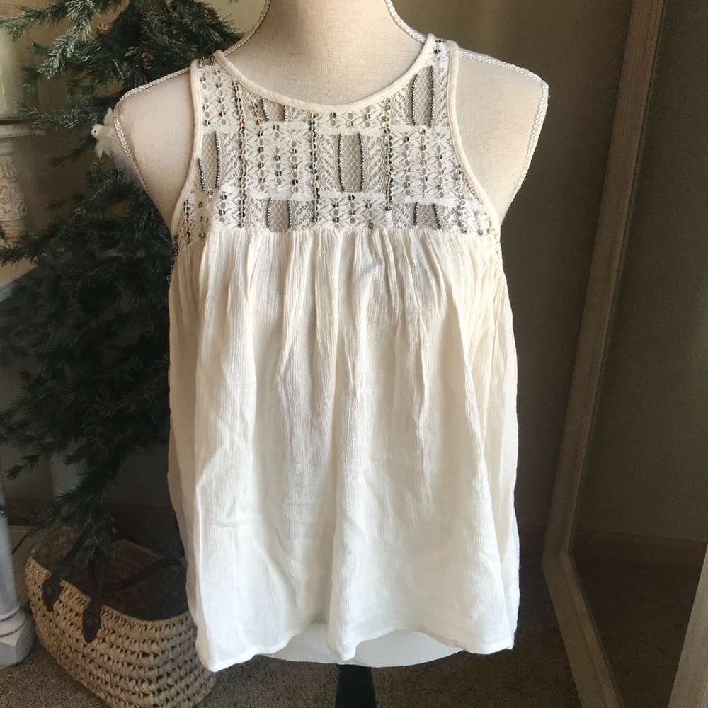 Hollister Beige/Ivory Boho Tank, Size Small